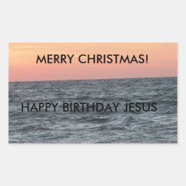 Adesivo Retangular Feliz Natal Feliz Aniversário Jesus Sol Oceano
