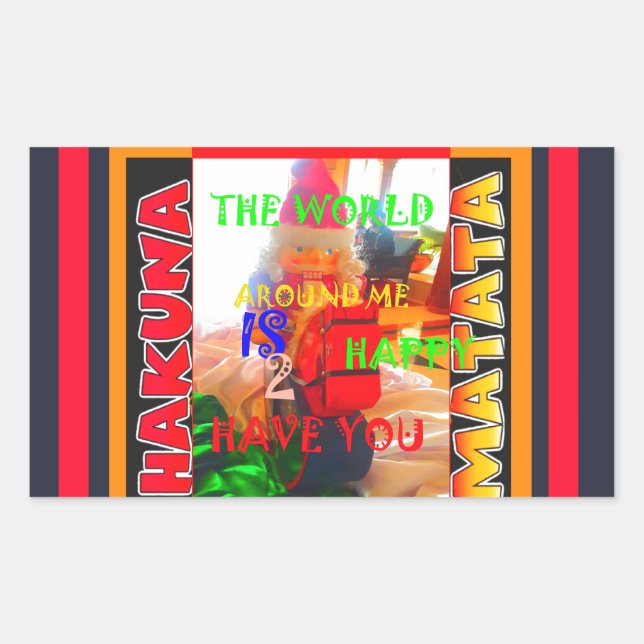 Adesivo Retangular Feliz Natal O mundo à minha volta é feliz (Frente)