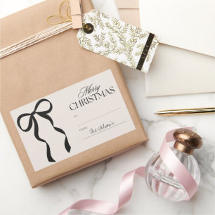 Adesivo Retangular Feliz Natal Para e De Nome Personalizável Laço