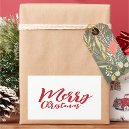 Adesivo Retangular Feliz Natal - Simples - Script Girly Red