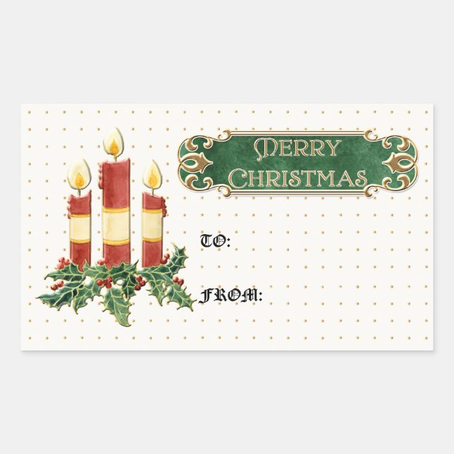 Adesivo Retangular Feliz Natal - Trilha Dourada das Estrelas de Árvor (Frente)