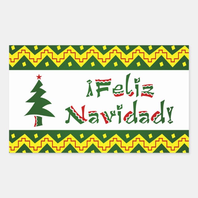 Adesivo Retangular Feliz Navidad arriba (Frente)