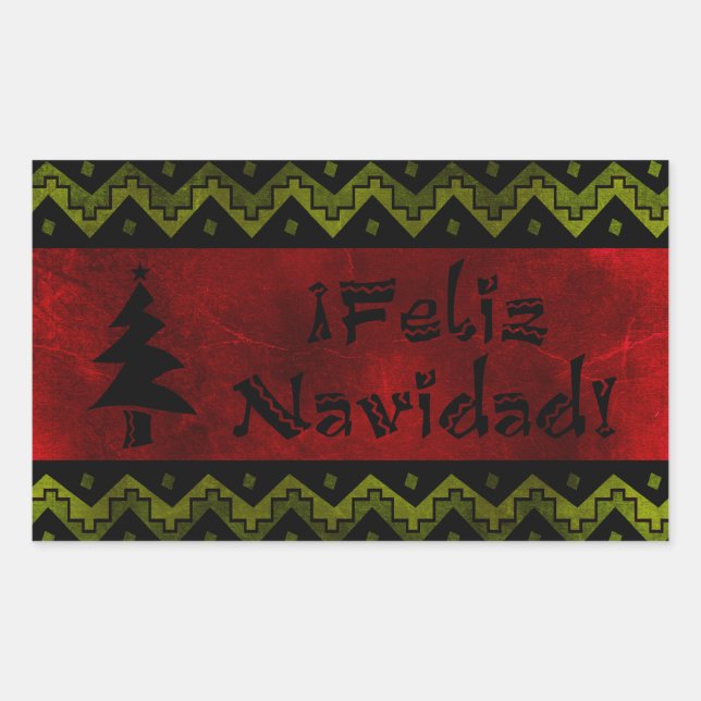 Adesivo Retangular Feliz Navidad arriba (Frente)