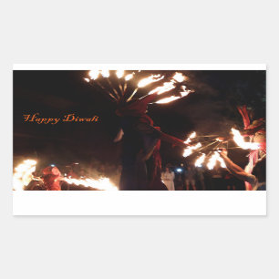 Adesivo Retangular Feliz Retângulo de Diwali, Glossy