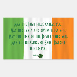 Adesivo Retangular Feliz Rua, Bênção da Bandeira Irlandesa Shamrock