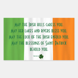 Adesivo Retangular Feliz Rua, Bênção da Bandeira Irlandesa Shamrock