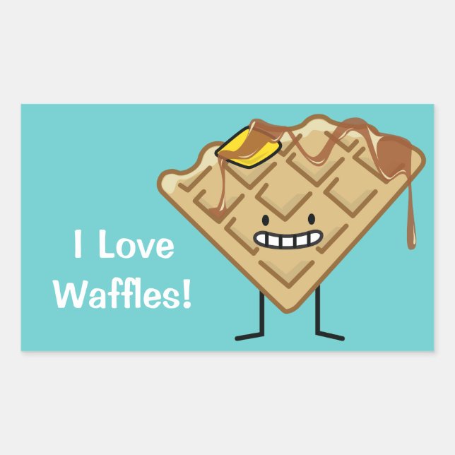 Adesivo Retangular Feliz Waffle com xarope e manteiga (Frente)