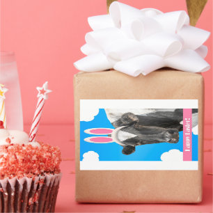 Adesivo Retangular felz pascoa para qualquer vaca engraçada em lágr