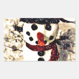 Adesivo Retangular Feriado Deixe-o nevar um boneco de neve