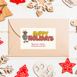 Adesivo Retangular Férias de Natal bonitas e rudolf