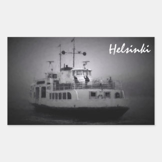 Adesivo Retangular Ferry Suomenlinna (Helsínquia) na vinheta de nevoe
