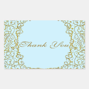 Adesivo Retangular Festa da PRINCESA do Castelo de Ouro Azul Claro An