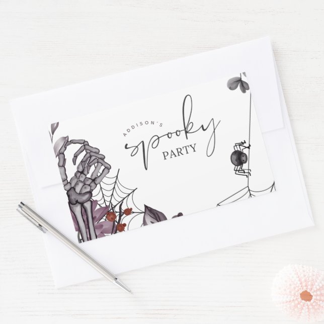 Adesivo Retangular Festa de aniversário Floral Spooky Halloween (Envelope)
