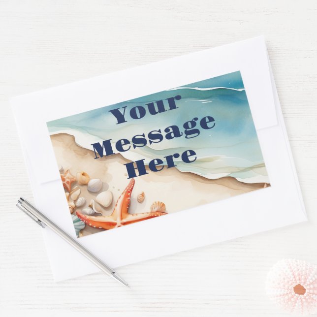 Adesivo Retangular Festa de Praia de Seashore Bliss (Envelope)