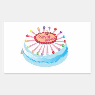 Adesivo Retangular Festa de vinhetas de aniversário felizes