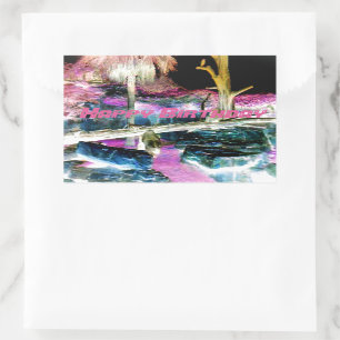 Adesivo Retangular Festa Rosa Fantasmada Floresta Ape