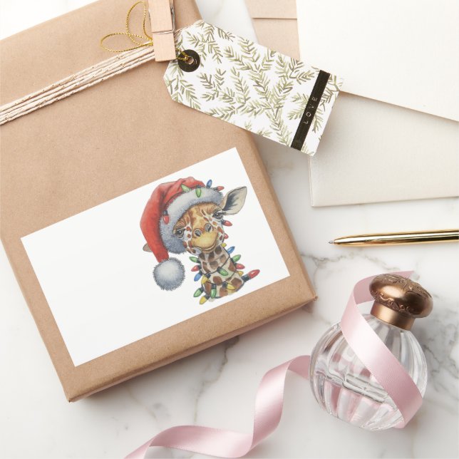 Adesivo Retangular Festivo Giraffe (Presentear)