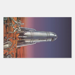 Adesivo Retangular Ficção científica do vintage, aliens do besouro