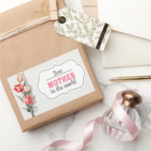 Adesivo Retangular Filha de desenho de cor d'água da mamãe dia de as 