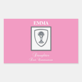 Adesivo Retangular Filha, Primeira Comunhão Silver Chalice