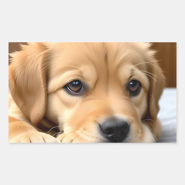 Adesivo Retangular Filhote de Retriever Dourado (Frente)