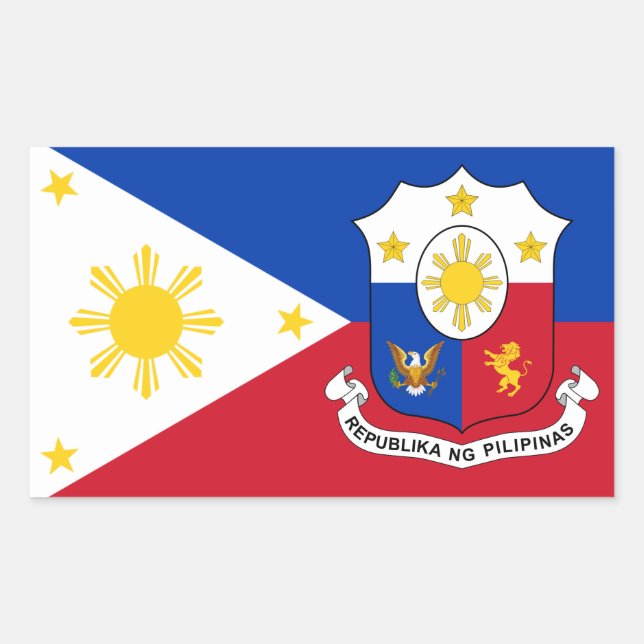 Adesivo Retangular Filipino Flag & Casaco de Arms, Flag das Filipinas (Frente)
