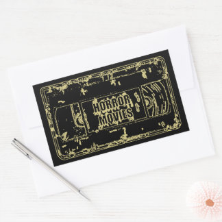 Adesivo Retangular Filmes de Terror Retro Design de Fita VHS Dourado