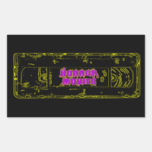 Adesivo Retangular Filmes de terror VHS-Amarelo/Roxo