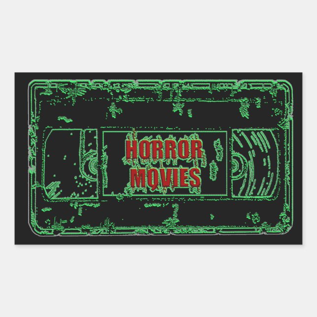 Adesivo Retangular Filmes de terror VHS-Neon Green (Frente)