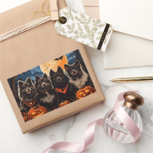 Adesivo Retangular Finnish Lapphund Halloween Assustador