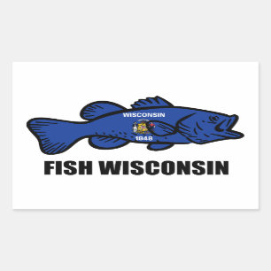 Adesivo Retangular Fish Wisconsin Flag