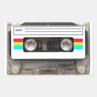 Adesivo Retangular Fita cassete de anos 80