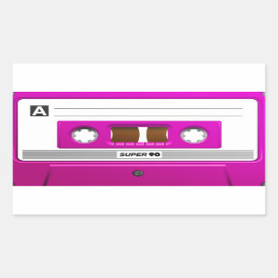 Adesivo Retangular Fita cassete rosa