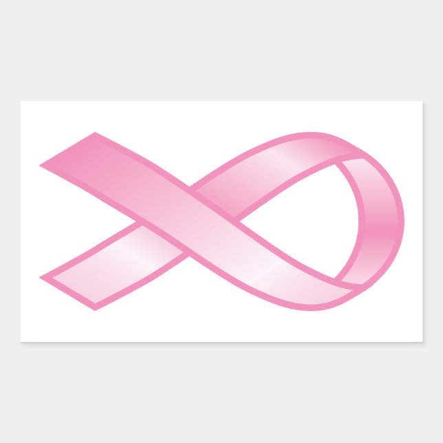 Adesivo Retangular Fita cor-de-rosa do cancro da mama (Frente)