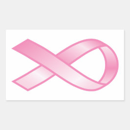 Adesivo Retangular Fita cor-de-rosa do cancro da mama