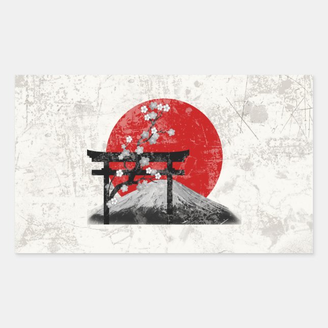 Adesivo Retangular Flag e Symbols of Japan ID153 (Frente)