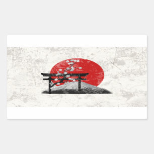 Adesivo Retangular Flag e Symbols of Japan ID153