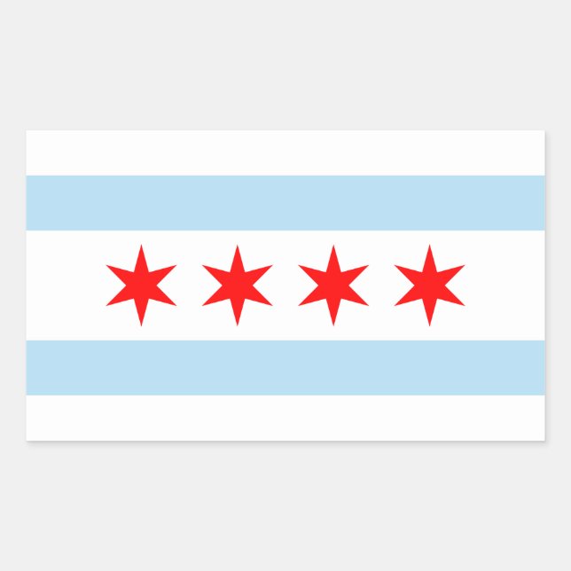 Adesivo Retangular Flag of Chicago, Illinois Rectangular Sticker (Frente)