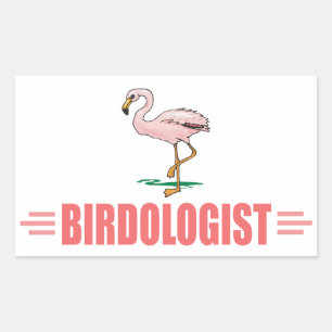 Adesivo Retangular Flamingo Engraçado de Observação de Aves