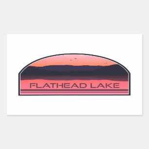 Adesivo Retangular Flathead Lake Montana Red Sunrise