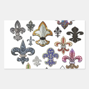 Adesivo Retangular Fleur De Lis Flor New Orleans Jewel Sparkle