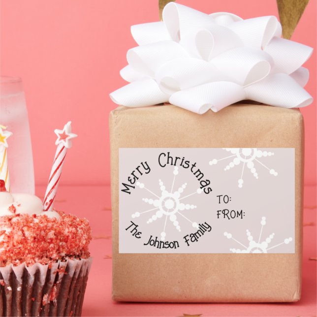 Adesivo Retangular Flocos de neve com palheta retangular de Natal ros (Festa)