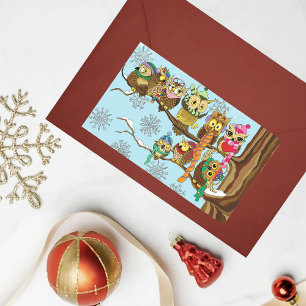 Adesivo Retangular Flocos de neve de inverno das corujas brancas