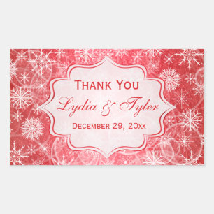 Adesivo Retangular Flocos de neve vermelhos e brancos Vestidos de fav