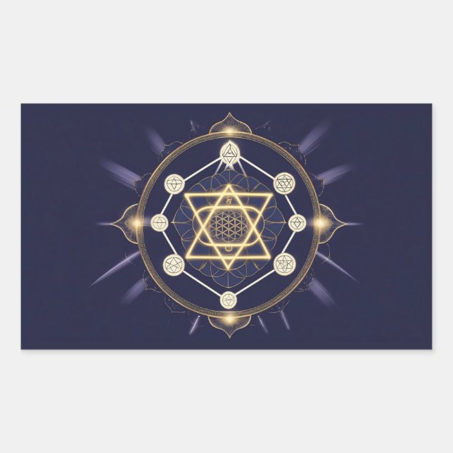 Adesivo Retangular Flor da Infinidade — Geometria Sagrada Celestial (Frente)