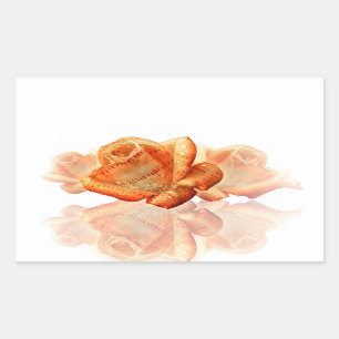 Adesivo Retangular Flor de Rosa de Coral com Música em Folha