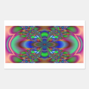 Adesivo Retangular Flor do Fractal em multi cores