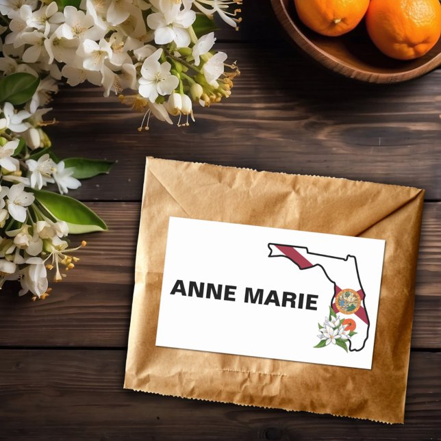 Adesivo Retangular Flor Laranja do Estado de Sinalizador da Flórida P (Criador carregado)