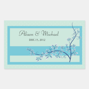 Adesivo Retangular Floral Bluek - Selo de Casamento