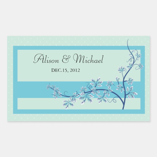 Adesivo Retangular Floral Bluek - Selo de Casamento (Frente)
